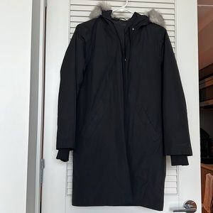 Zara Black Winter Coat w/ Faux Fur Hood